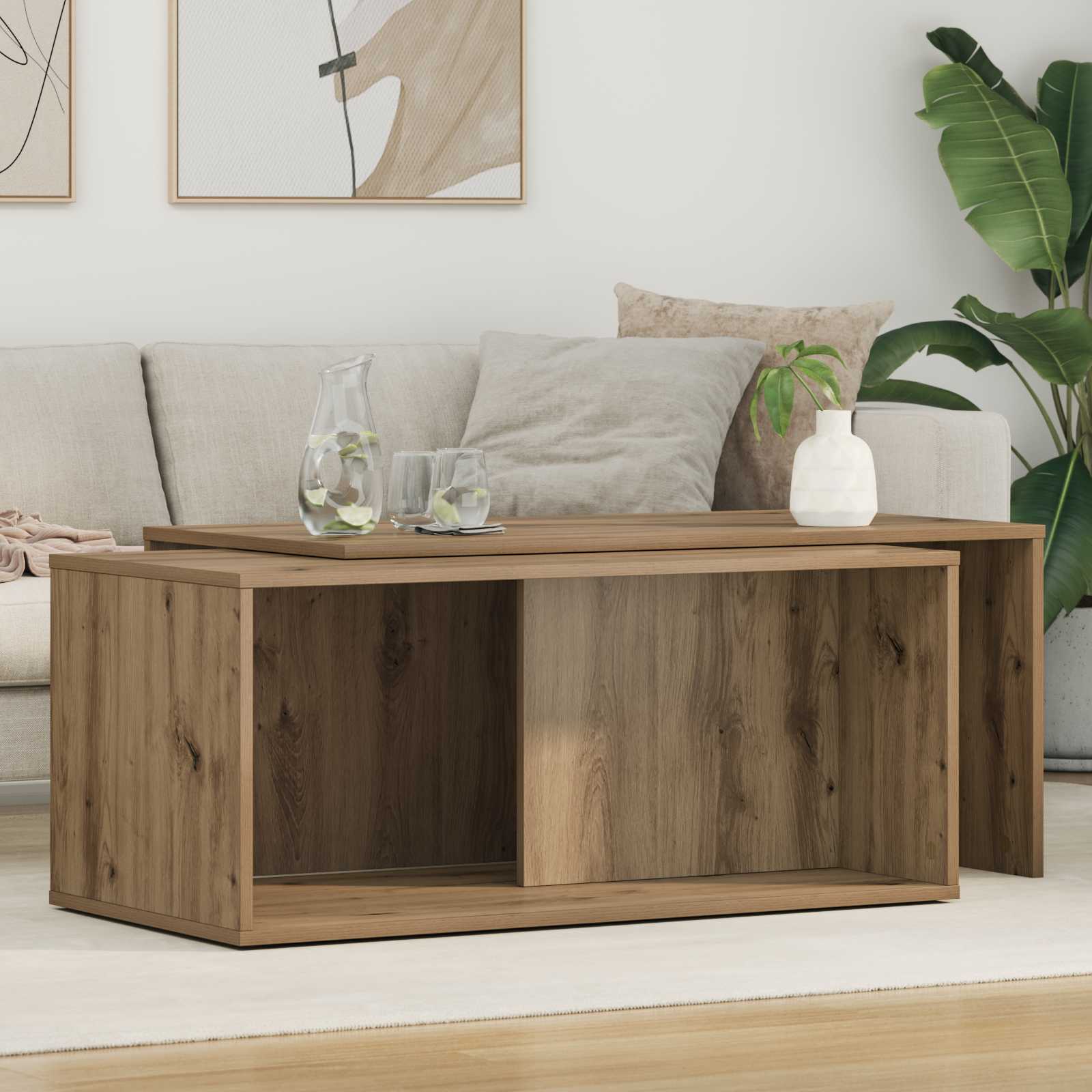 Set di Tavolini da Caffè 2 pcs Rovere artigianale
