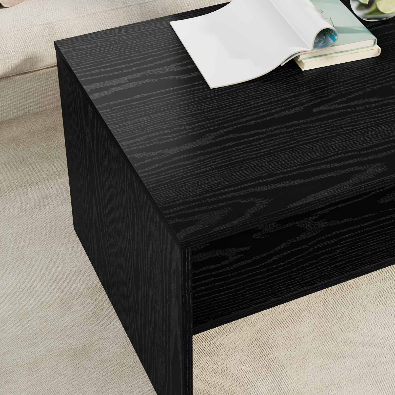 Tavolino da salotto Rovere Nero 80 x 50 x 40 cm