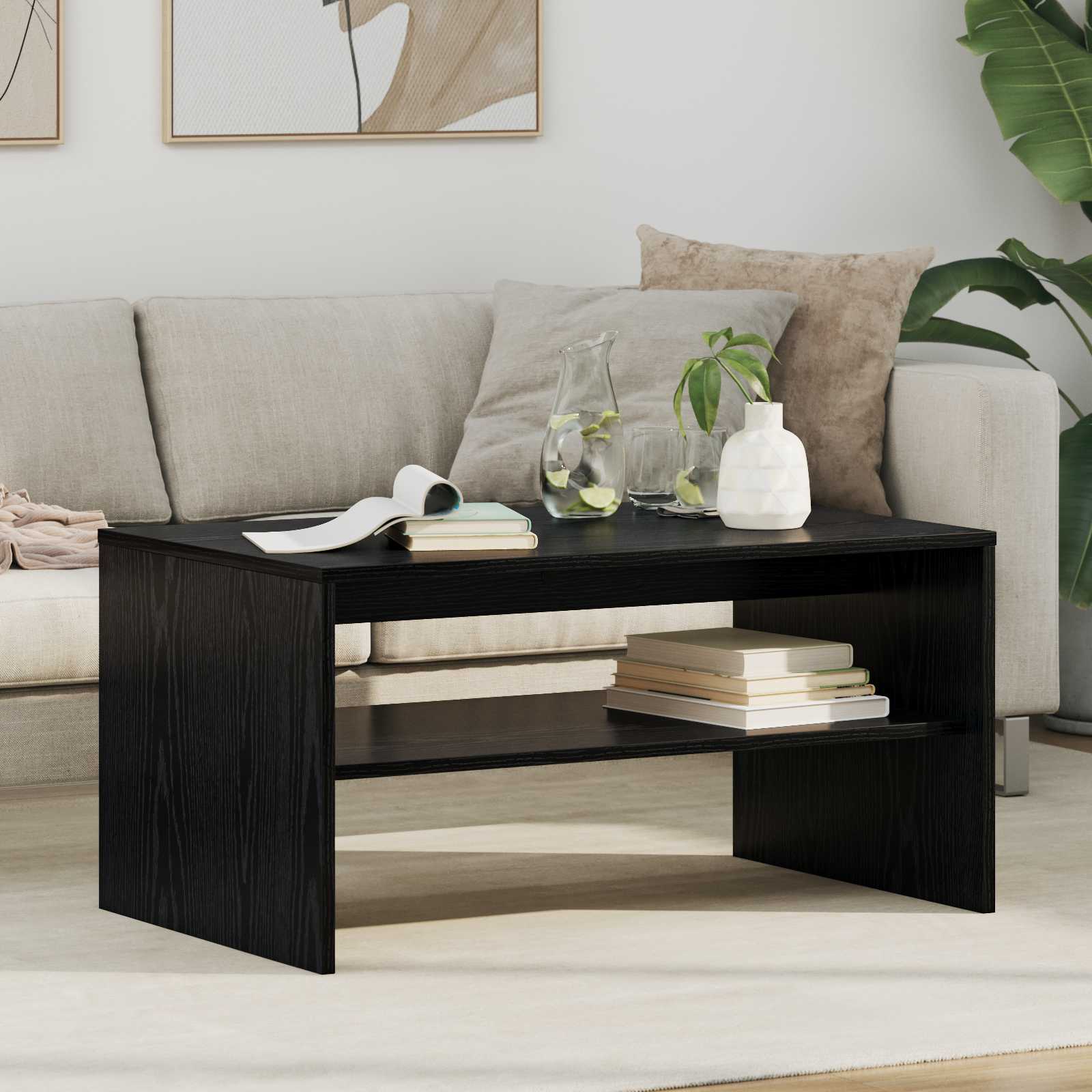 Tavolino da salotto Rovere Nero 80 x 50 x 40 cm