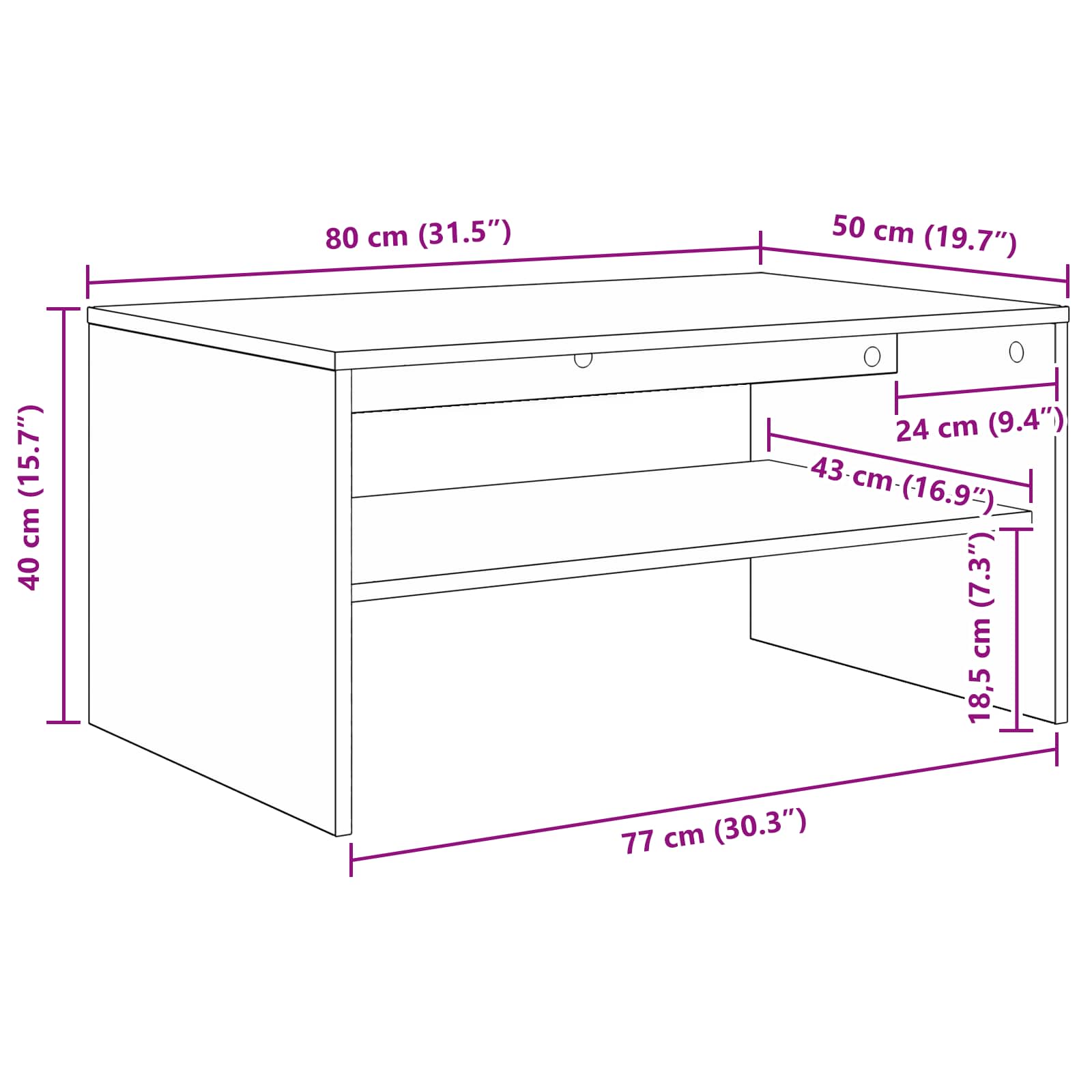 Tavolino da salotto Legno vecchio 80 x 50 x 40 cm
