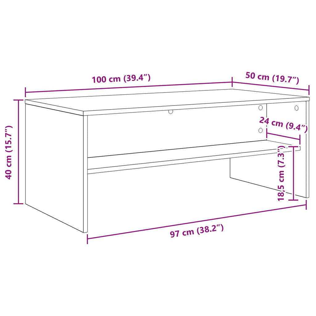 Tavolino da salotto Rovere Nero 100 x 50 x 40 cm