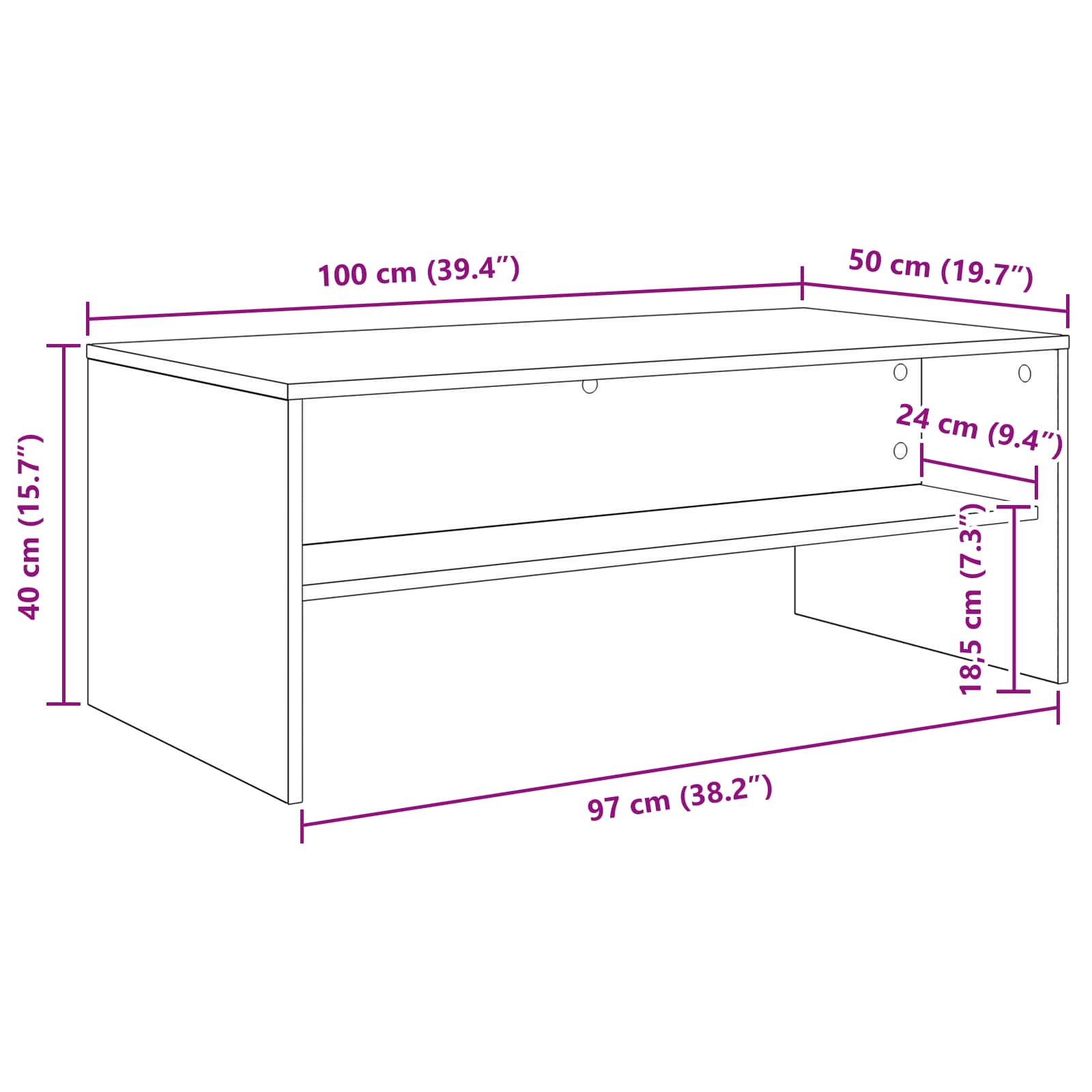 Tavolino da salotto Legno vecchio 100 x 50 x 40 cm