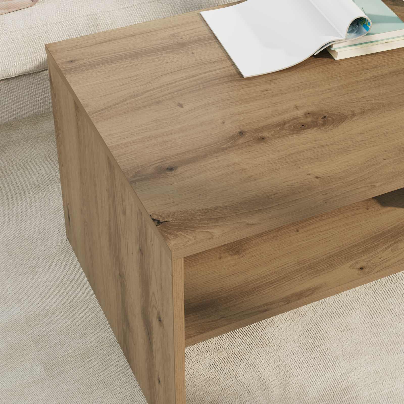 Tavolino da salotto Rovere artigianale 100 x 50 x 40 cm