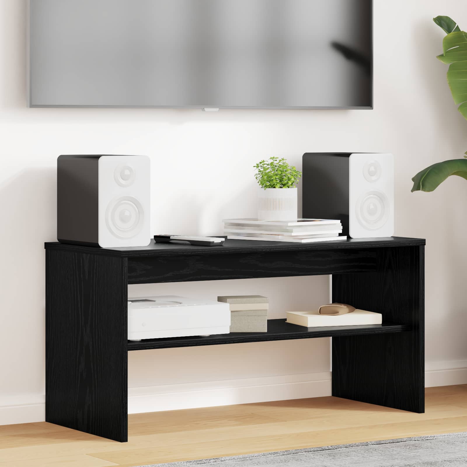 Mobile TV Rovere Nero 80 x 35 x 40 cm Legno multistrato