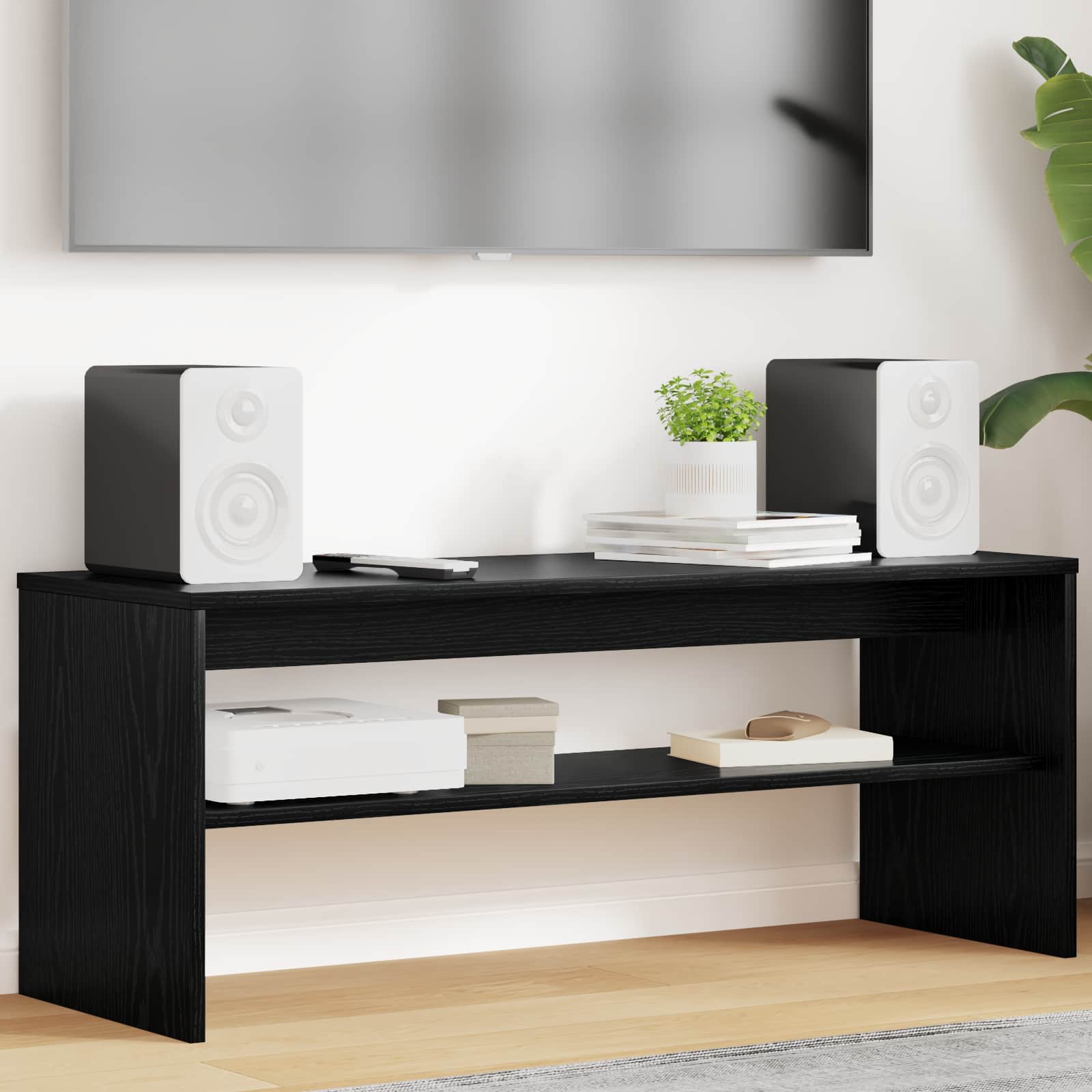 Mobile TV Rovere Nero 100 x 35 x 40 cm Legno multistrato