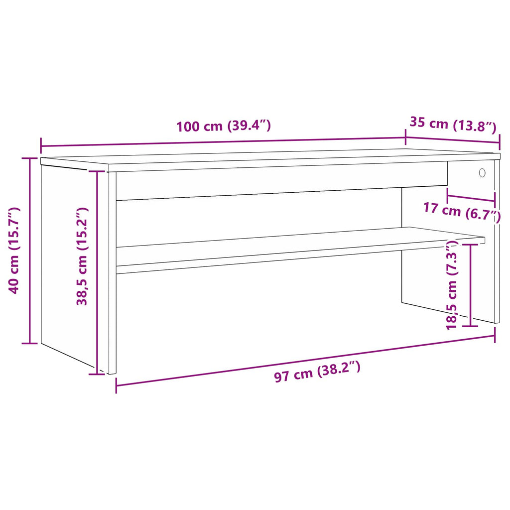 Mobile TV Rovere Sonoma 100 x 35 x 40 cm Legno multistrato