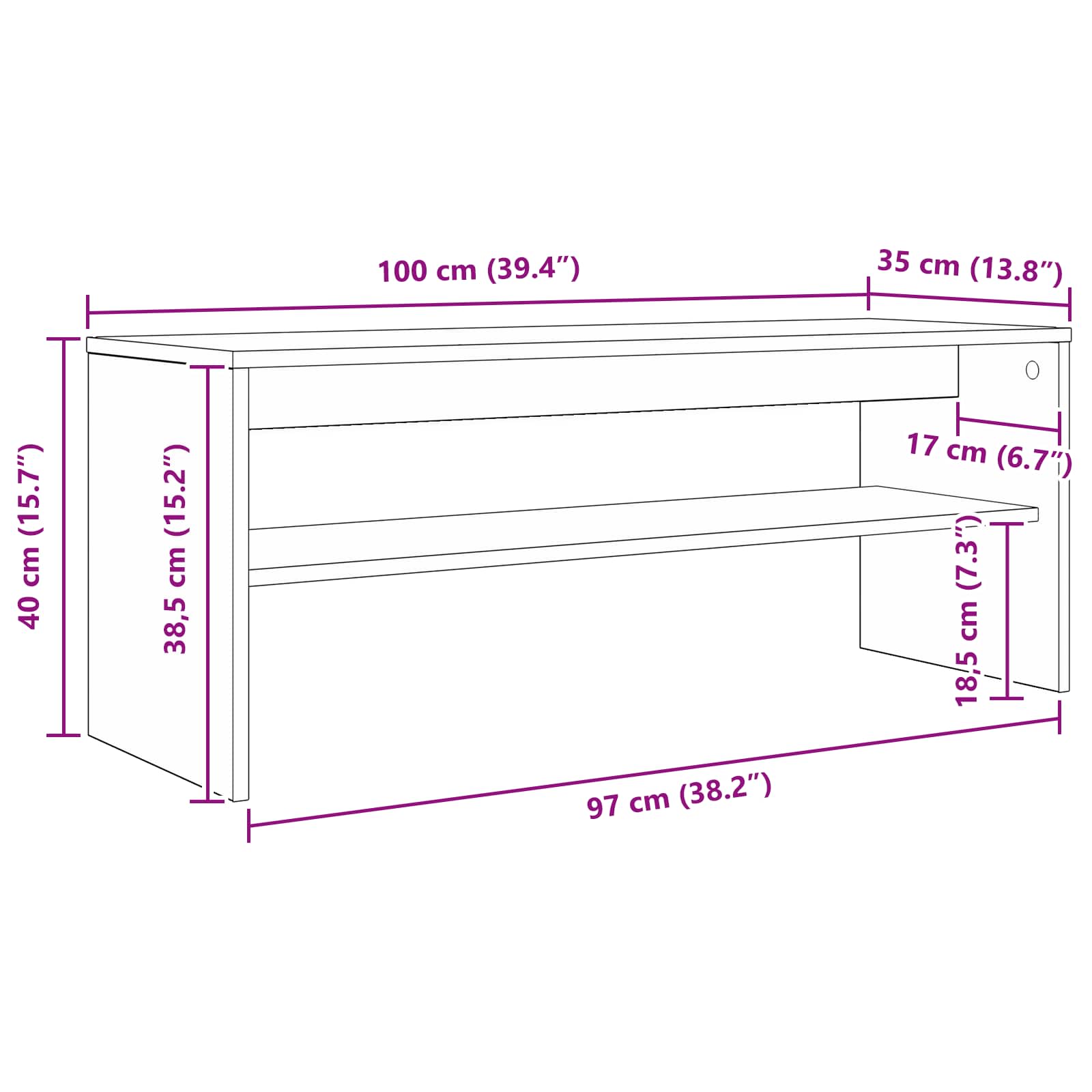 Mobile TV Rovere fumé 100 x 35 x 40 cm Legno multistrato
