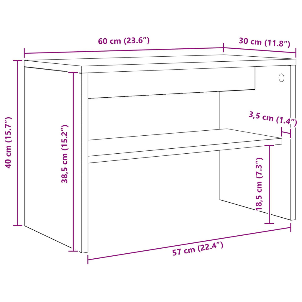 Mobile TV Grigio cemento 60 x 30 x 40 cm Legno multistrato