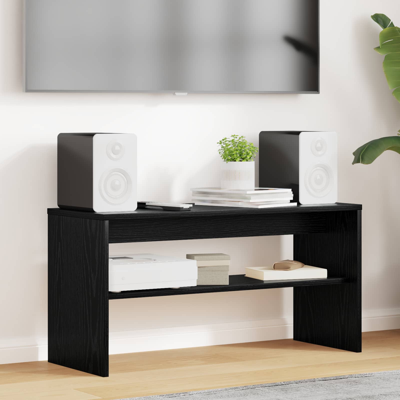 Mobile TV Rovere Nero 80 x 30 x 40 cm Legno multistrato