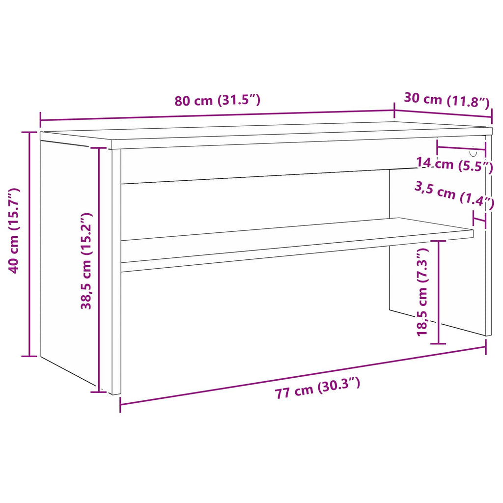 Mobile TV Rovere Nero 80 x 30 x 40 cm Legno multistrato