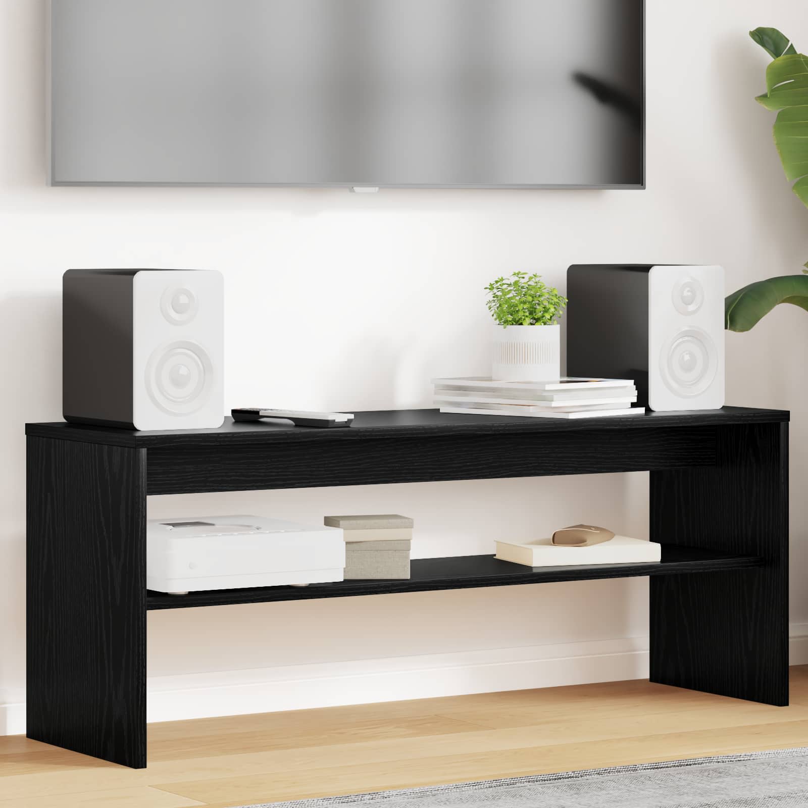 Mobile TV Rovere Nero 100 x 30 x 40 cm Legno multistrato
