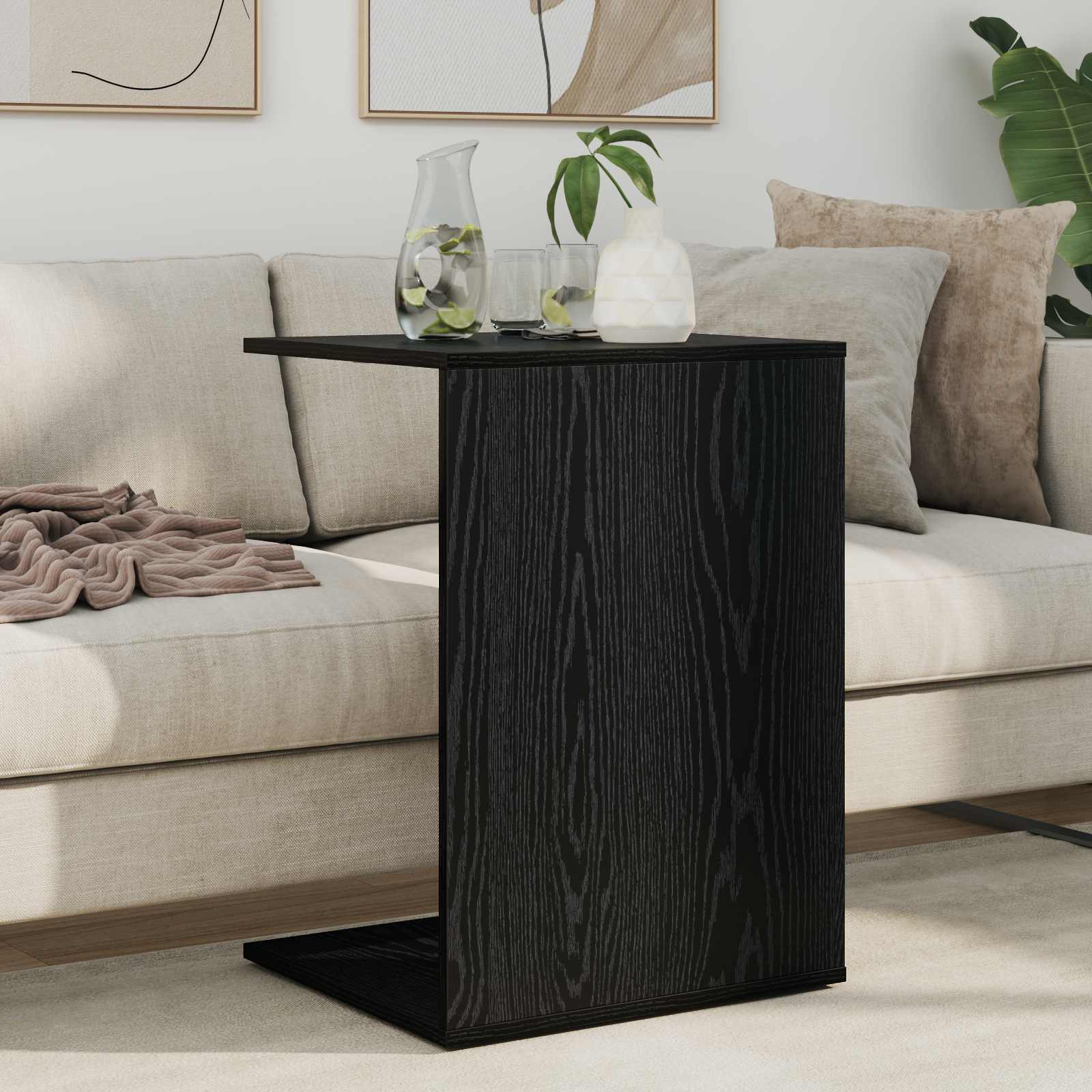 Tavolo laterale Rovere Nero 45 x 40 x 62,5 cm Legno multistrato