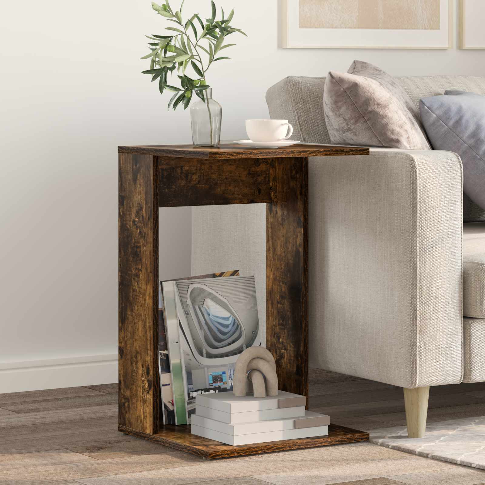 Tavolo laterale Rovere fumé 40 x 38 x 62,5 cm Legno multistrato