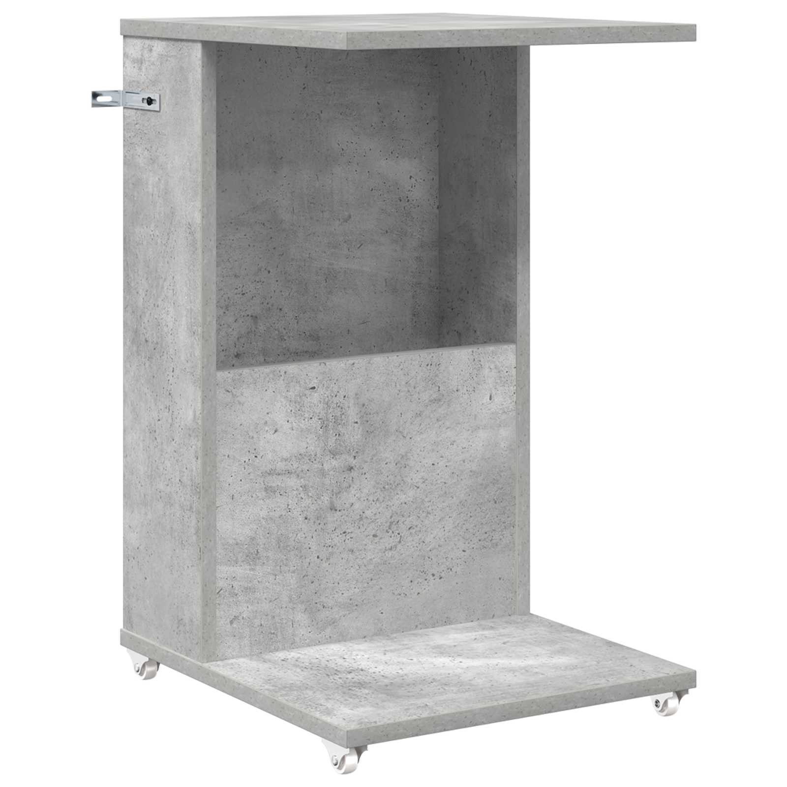 Tavolo laterale con ruota Grigio cemento 40 x 35 x 60 cm