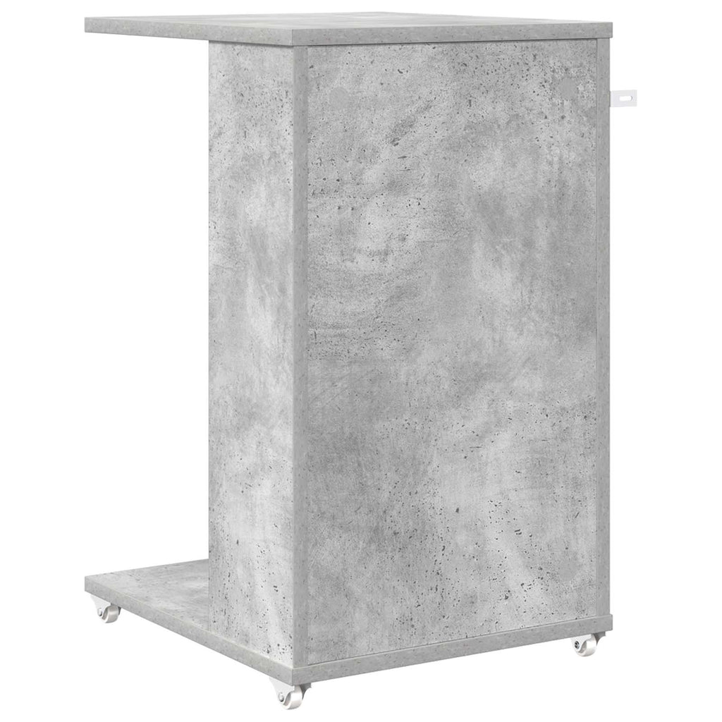 Tavolo laterale con ruota Grigio cemento 40 x 35 x 60 cm