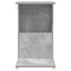 Tavolo laterale con ruota Grigio cemento 40 x 35 x 60 cm