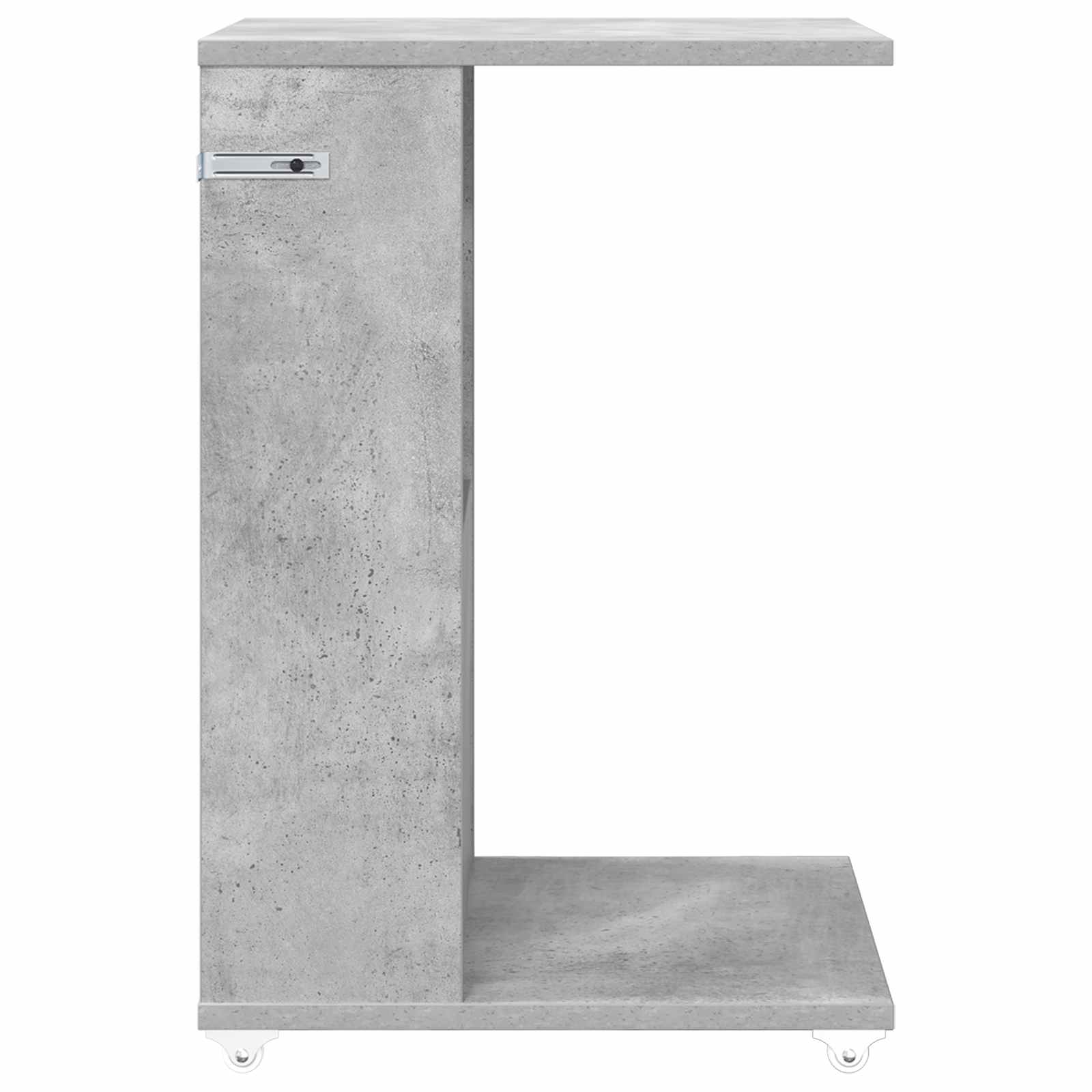 Tavolo laterale con ruota Grigio cemento 40 x 35 x 60 cm