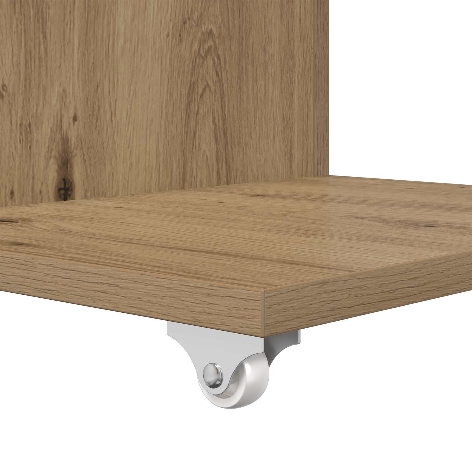 Tavolo laterale con ruota Rovere artigianale 40 x 35 x 60 cm