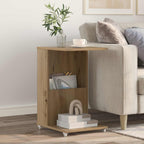 Tavolo laterale con ruota Rovere artigianale 40 x 35 x 60 cm