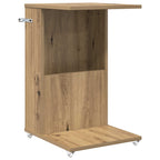Tavolo laterale con ruota Rovere artigianale 40 x 35 x 60 cm