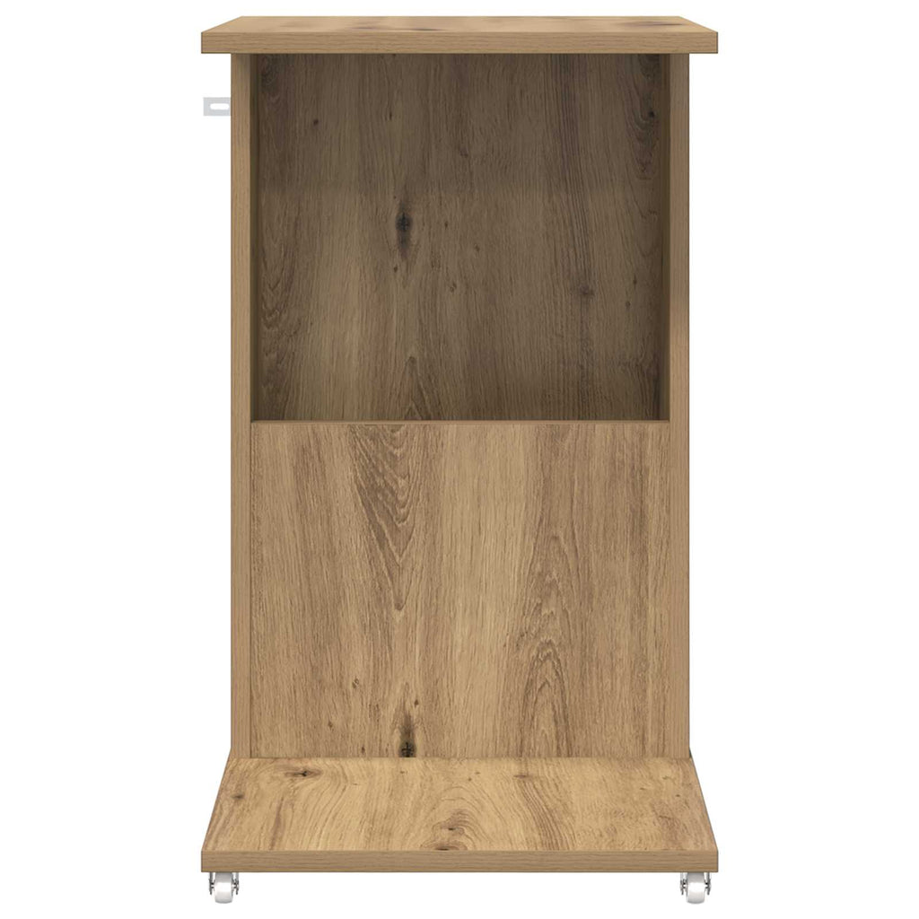 Tavolo laterale con ruota Rovere artigianale 40 x 35 x 60 cm
