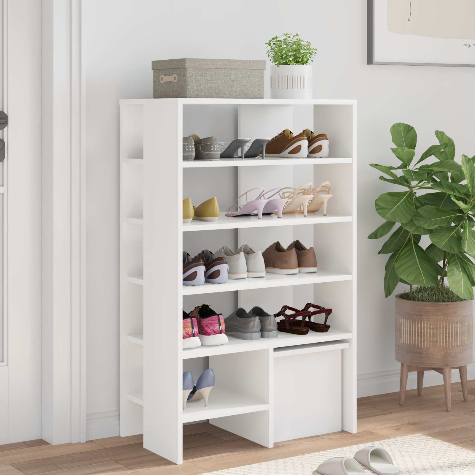 Mobile per scarpe 2 pcs Bianco Legno multistrato