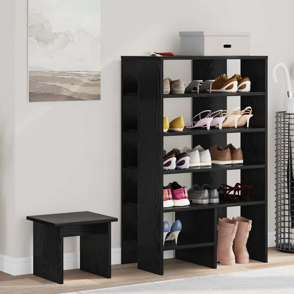 Mobile per scarpe 2 pcs Rovere Nero Legno multistrato