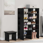 Mobile per scarpe 2 pcs Rovere Nero Legno multistrato