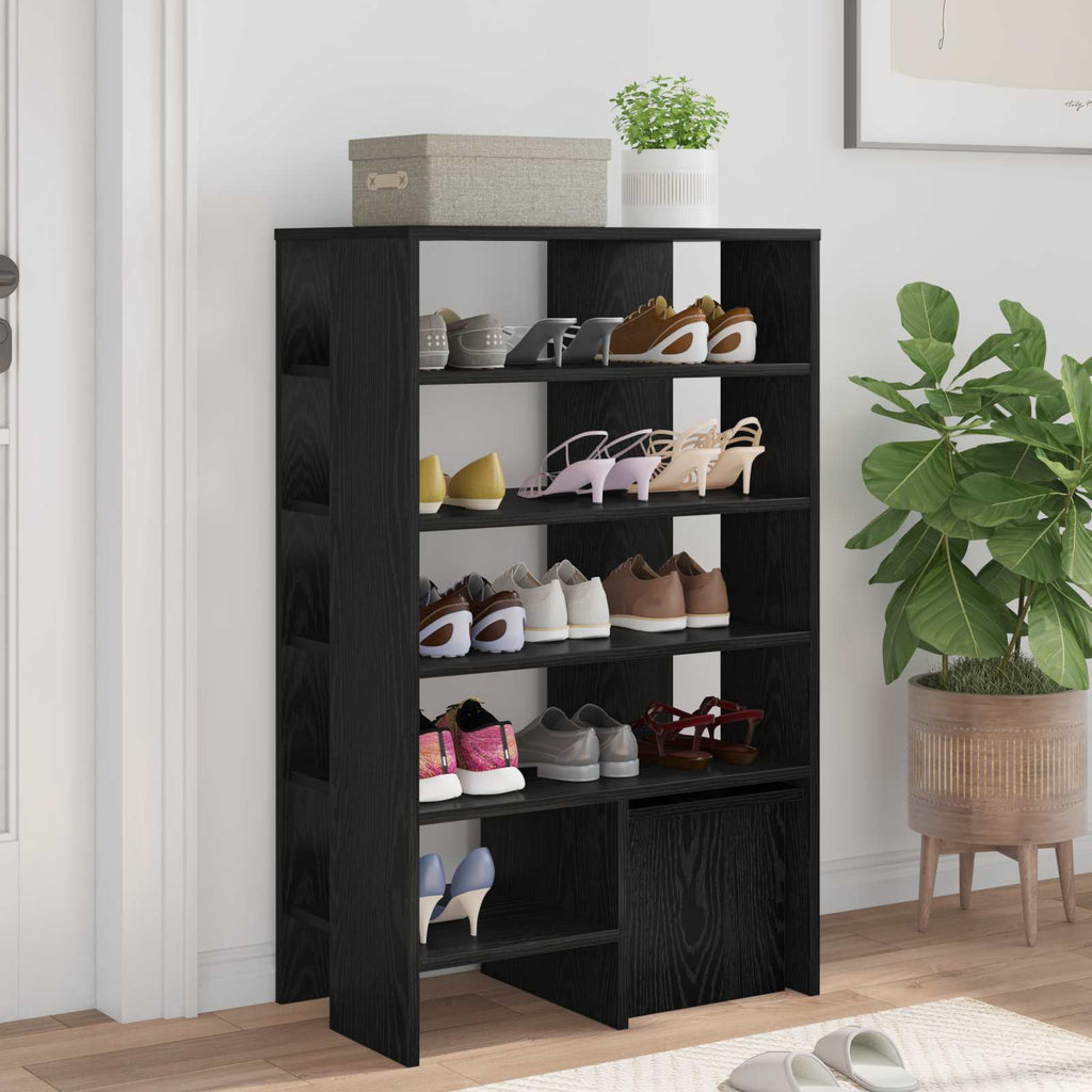 Mobile per scarpe 2 pcs Rovere Nero Legno multistrato
