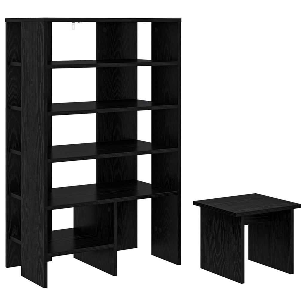 Mobile per scarpe 2 pcs Rovere Nero Legno multistrato