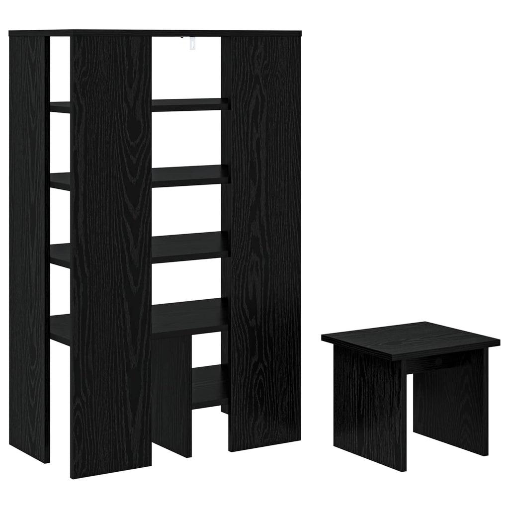 Mobile per scarpe 2 pcs Rovere Nero Legno multistrato