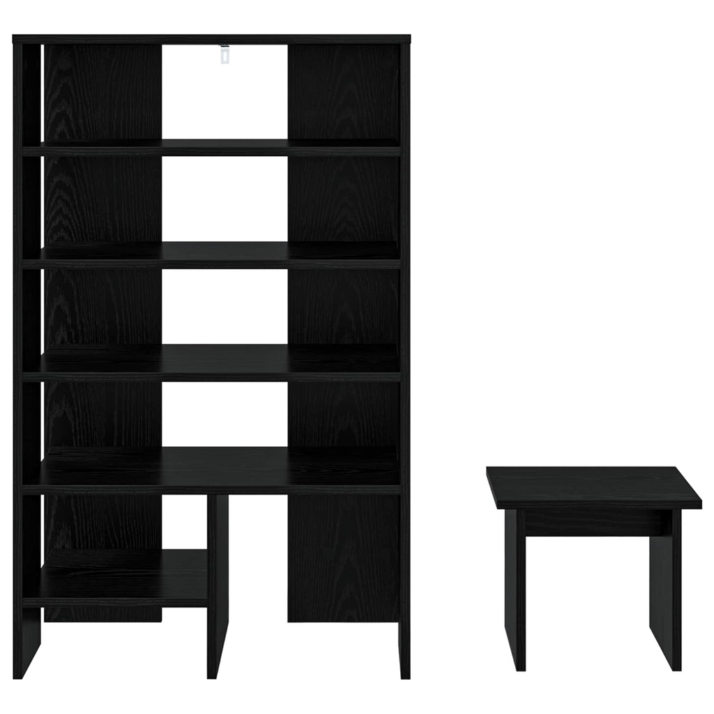 Mobile per scarpe 2 pcs Rovere Nero Legno multistrato