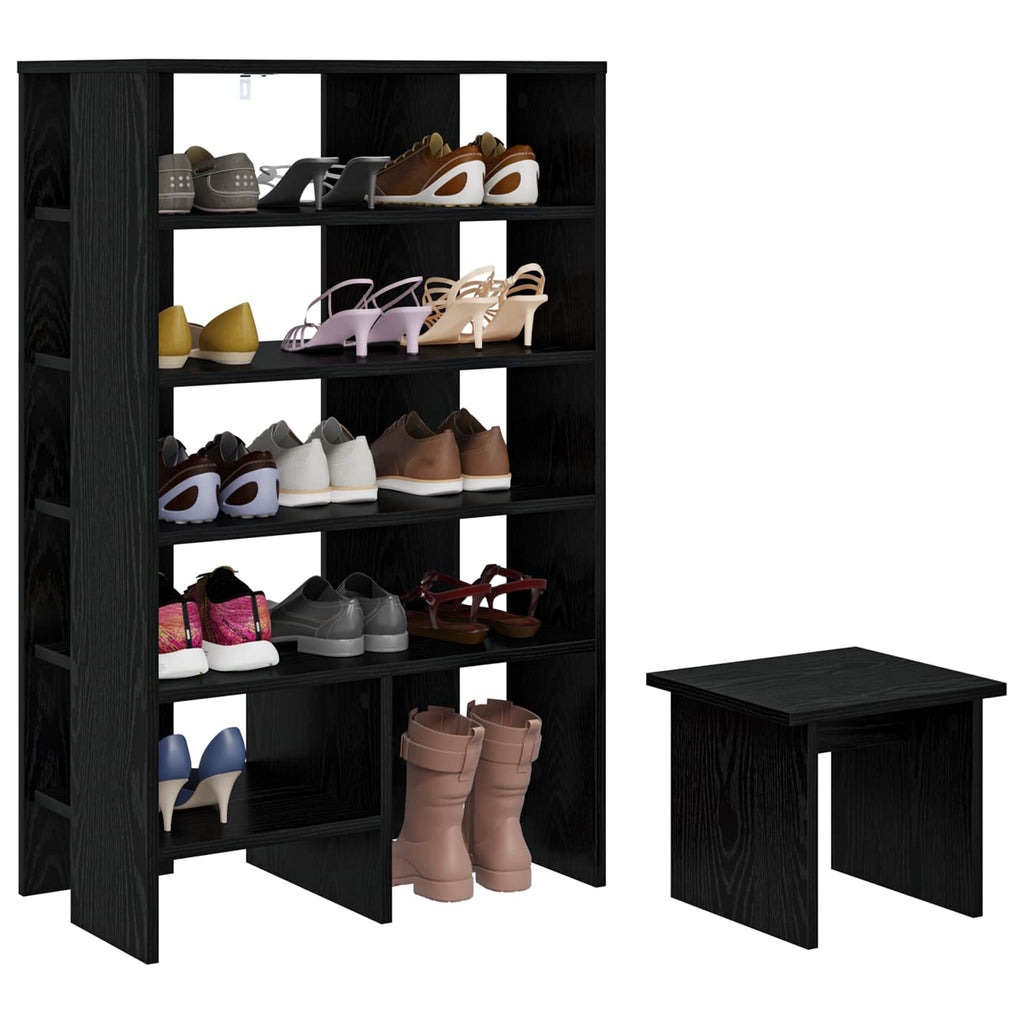 Mobile per scarpe 2 pcs Rovere Nero Legno multistrato