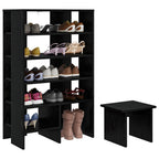 Mobile per scarpe 2 pcs Rovere Nero Legno multistrato