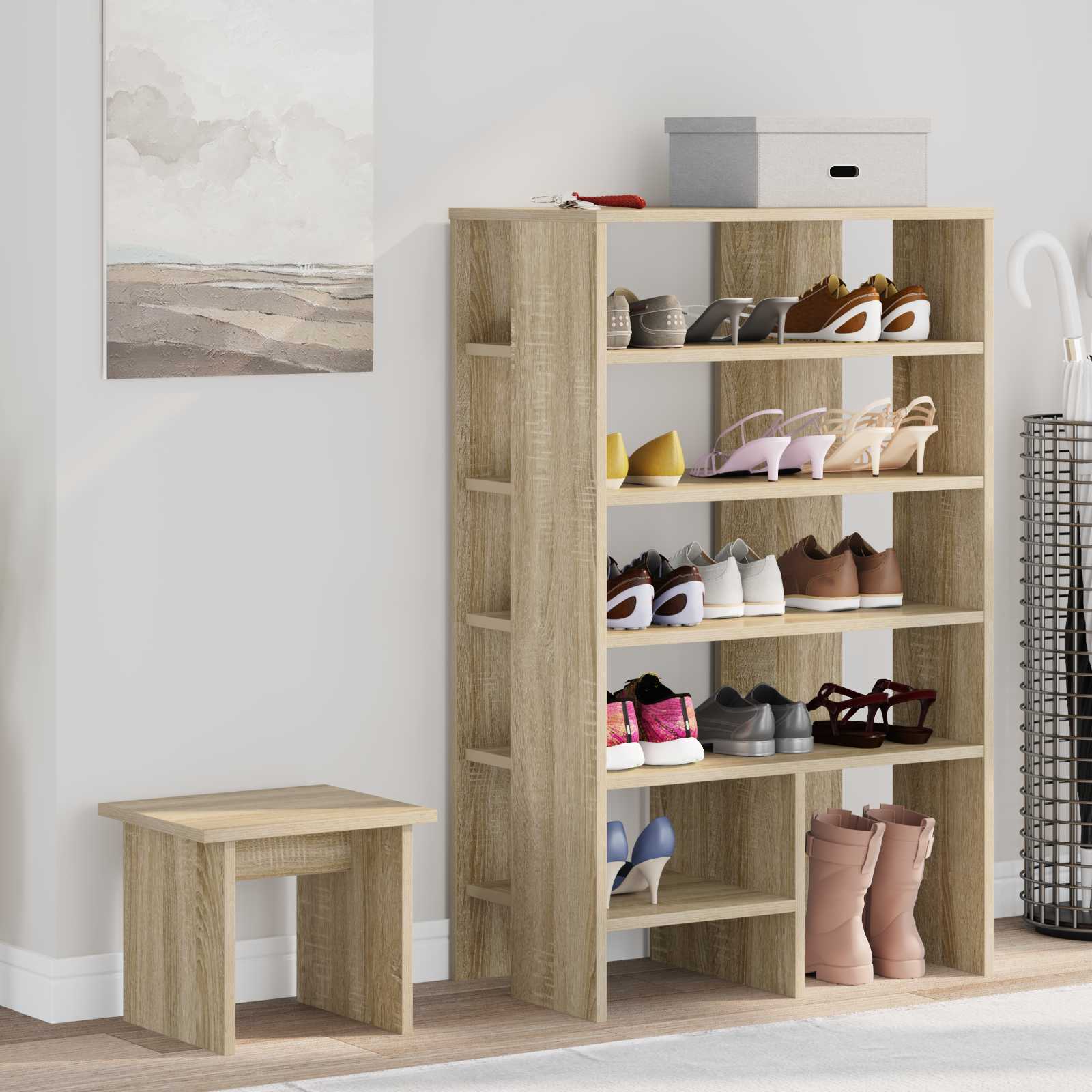 Mobile per scarpe 2 pcs Rovere Sonoma Legno multistrato