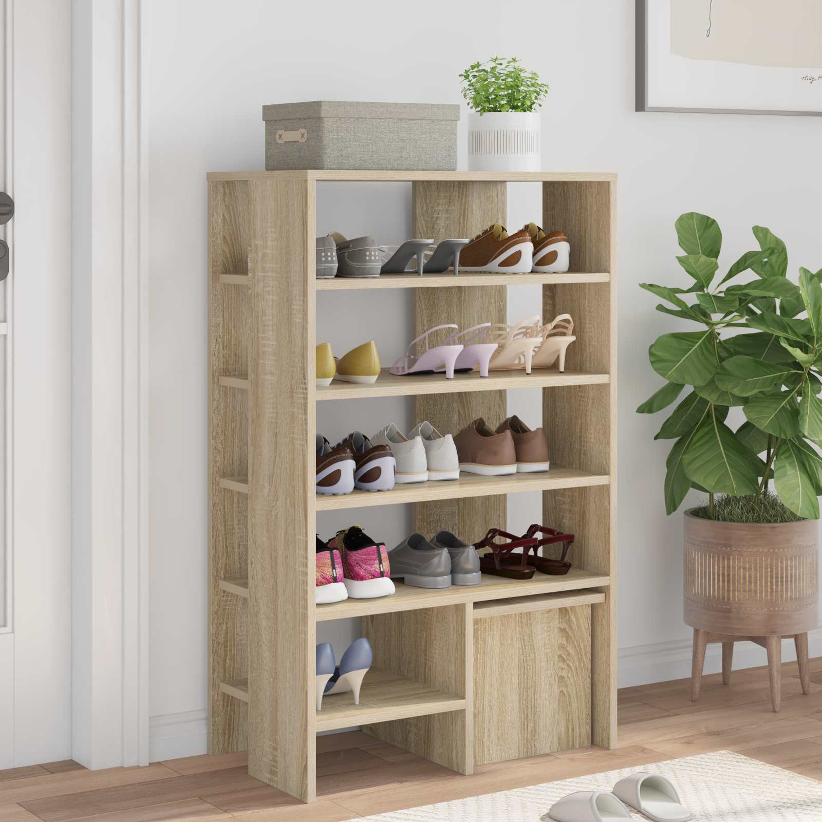 Mobile per scarpe 2 pcs Rovere Sonoma Legno multistrato