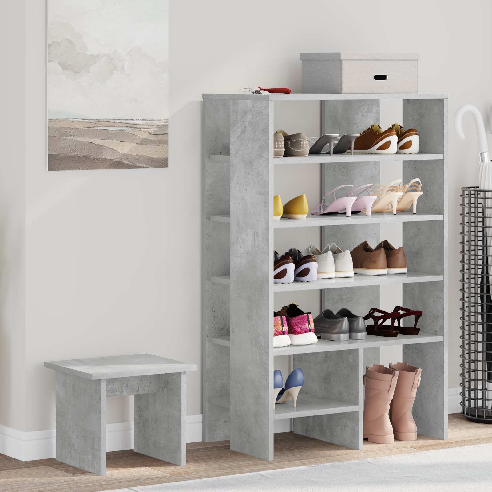 Mobile per scarpe 2 pcs Grigio cemento Legno multistrato