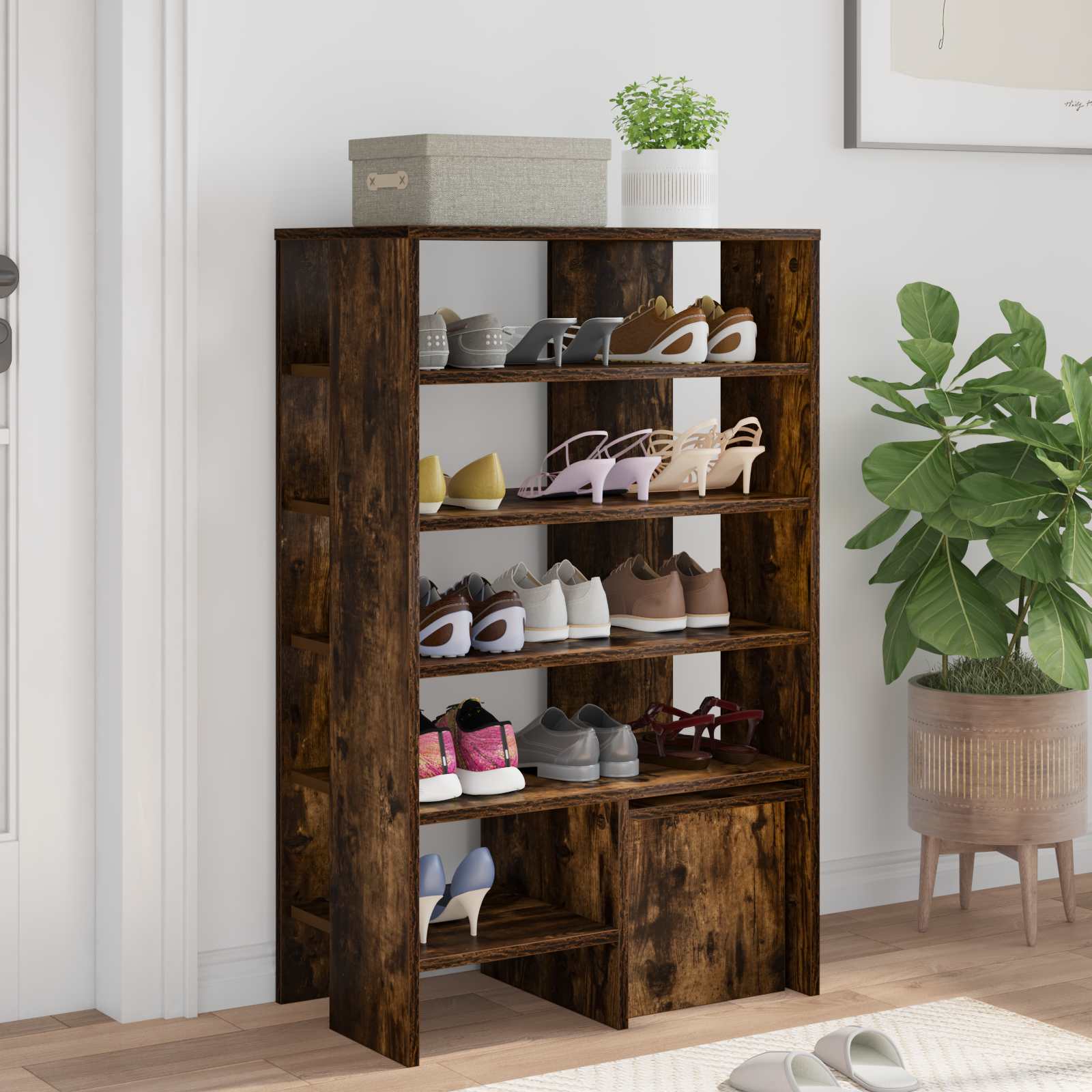 Mobile per scarpe 2 pcs Rovere fumé Legno multistrato
