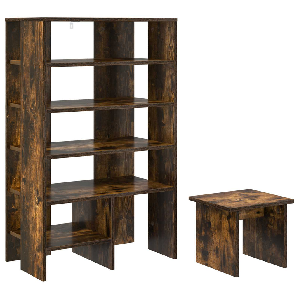 Mobile per scarpe 2 pcs Rovere fumé Legno multistrato