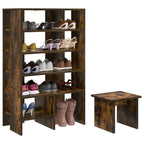 Mobile per scarpe 2 pcs Rovere fumé Legno multistrato