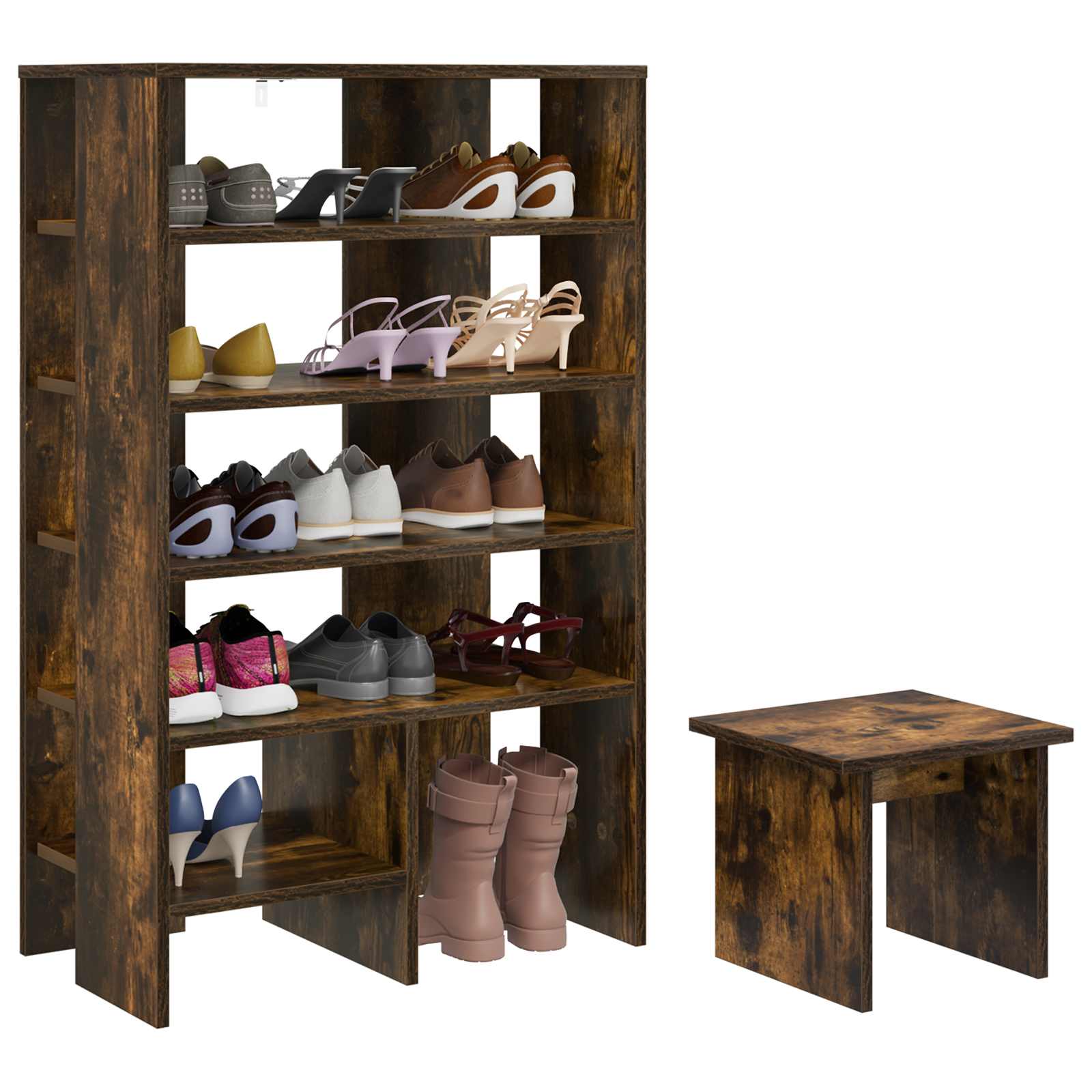 Mobile per scarpe 2 pcs Rovere fumé Legno multistrato