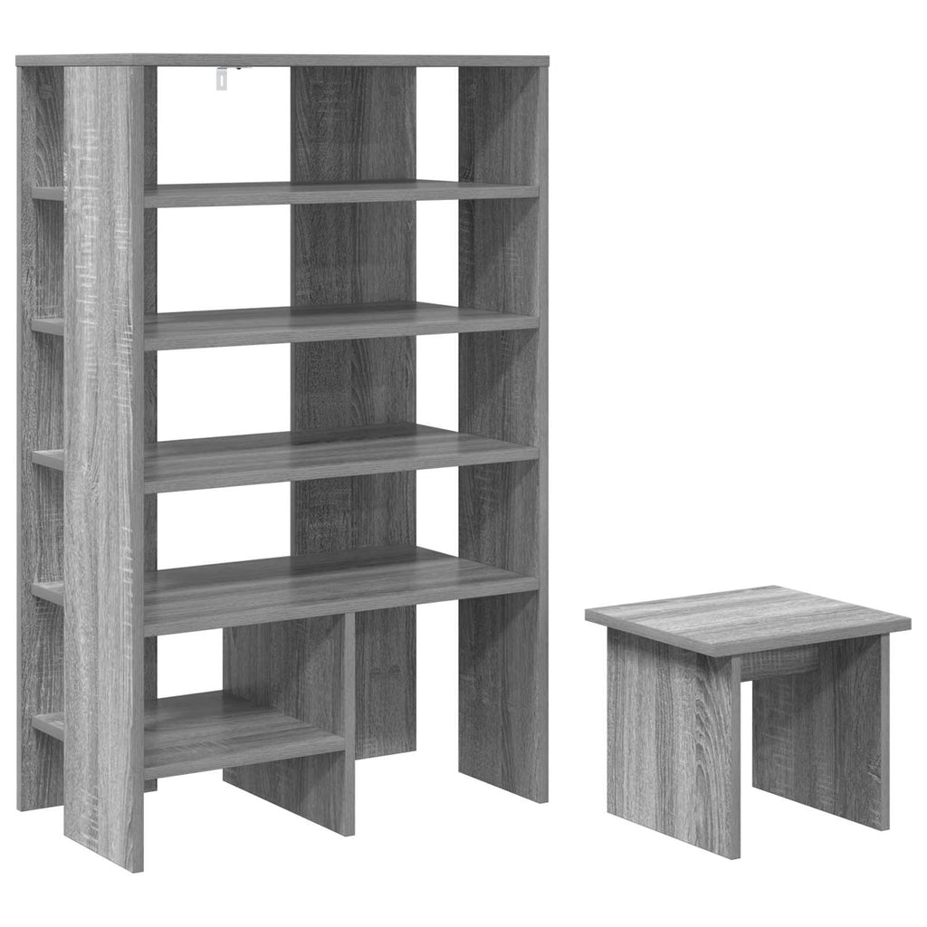 Mobile per scarpe 2 pcs Grigio Sonoma Legno multistrato