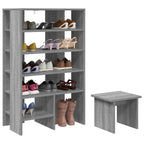 Mobile per scarpe 2 pcs Grigio Sonoma Legno multistrato