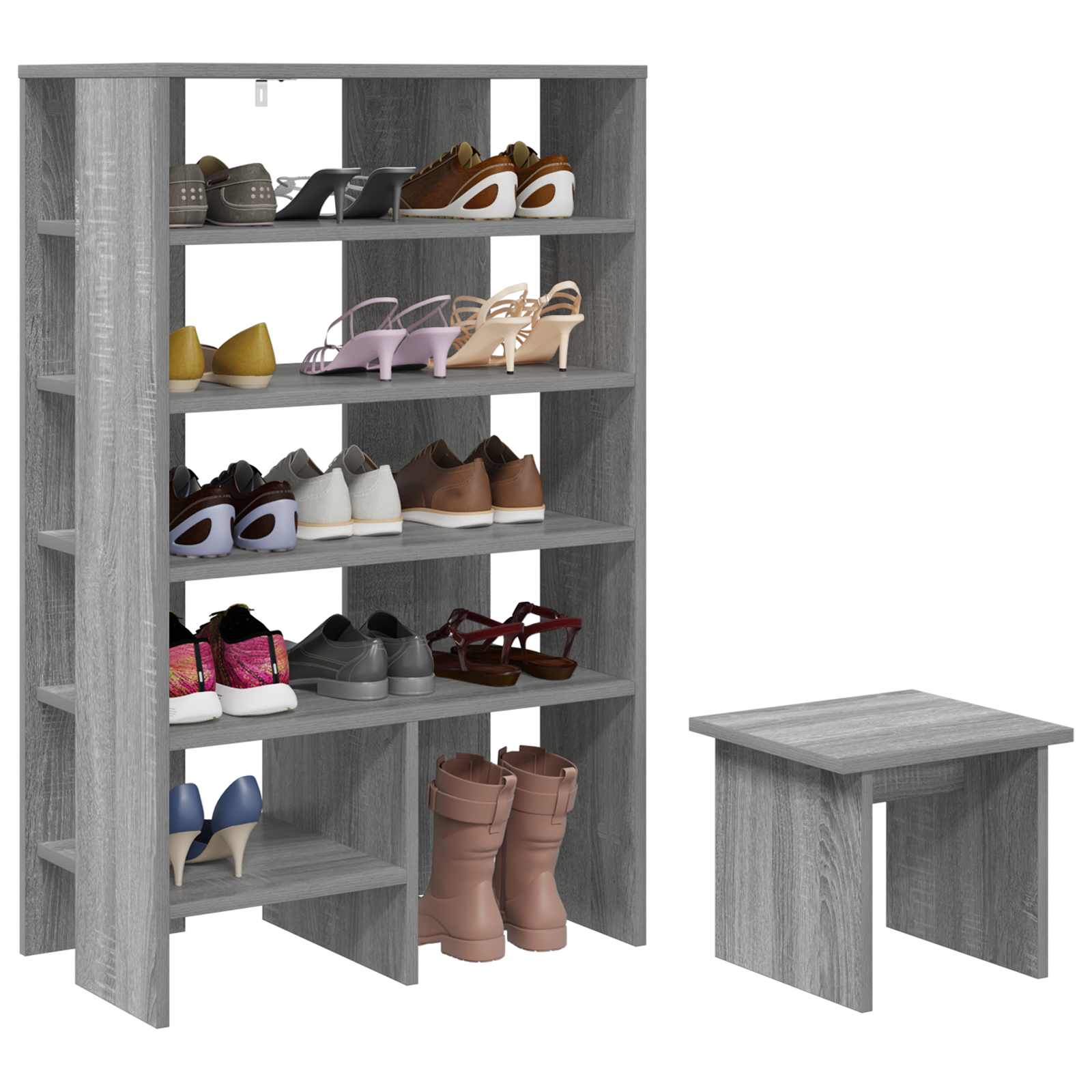 Mobile per scarpe 2 pcs Grigio Sonoma Legno multistrato