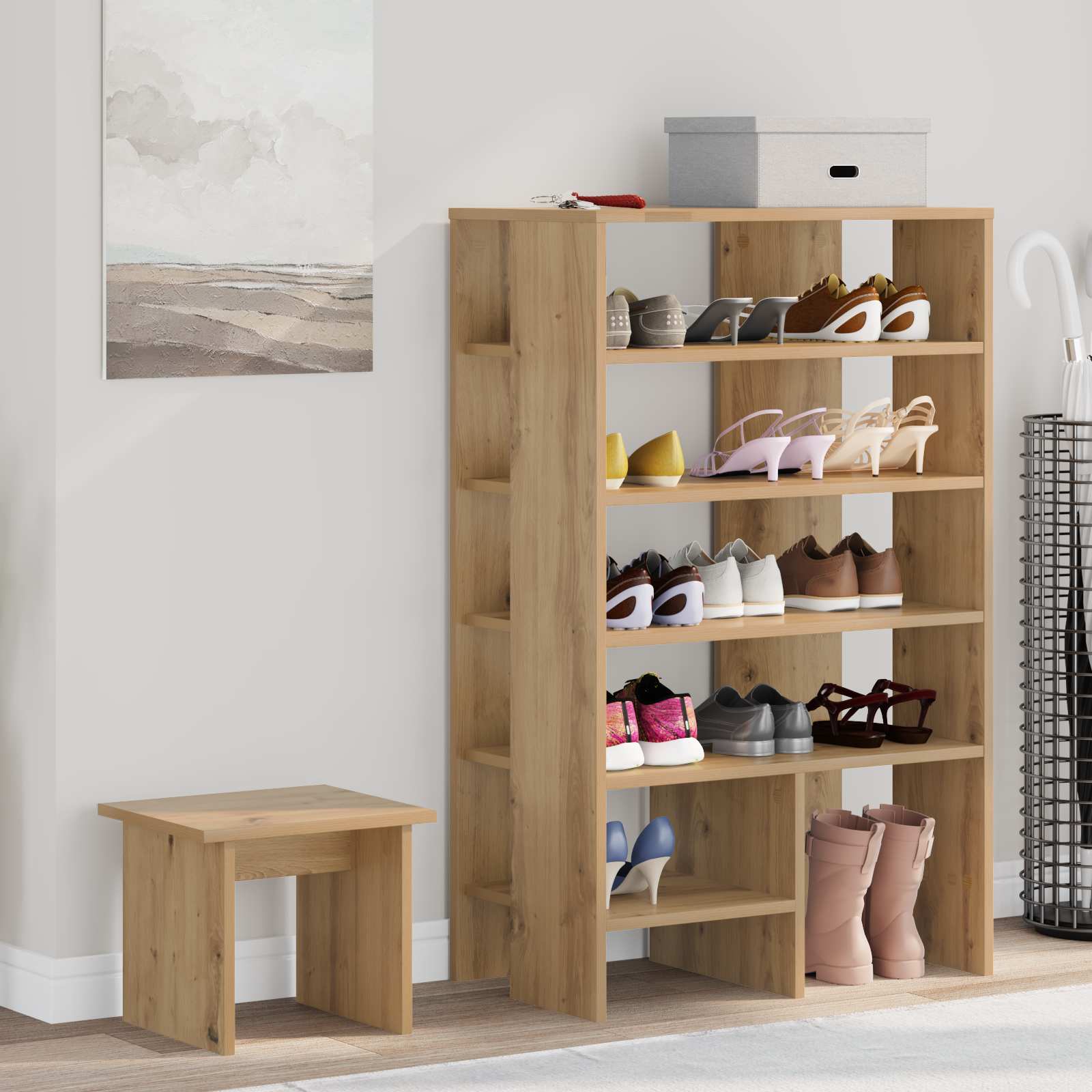 Mobile per scarpe 2 pcs Rovere artigianale Legno multistrato