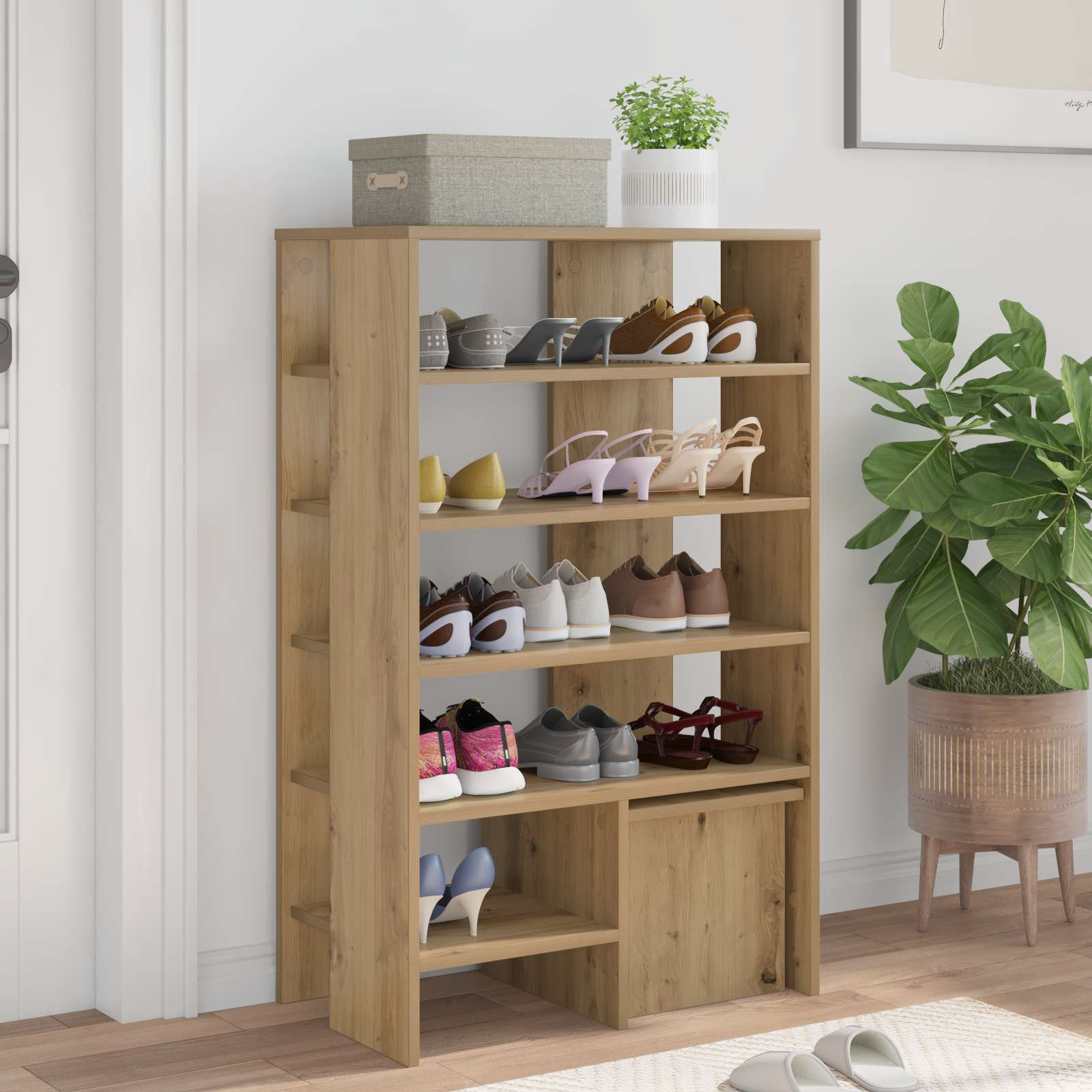 Mobile per scarpe 2 pcs Rovere artigianale Legno multistrato
