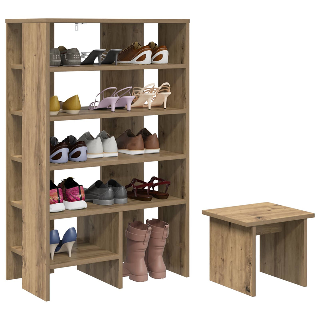Mobile per scarpe 2 pcs Rovere artigianale Legno multistrato