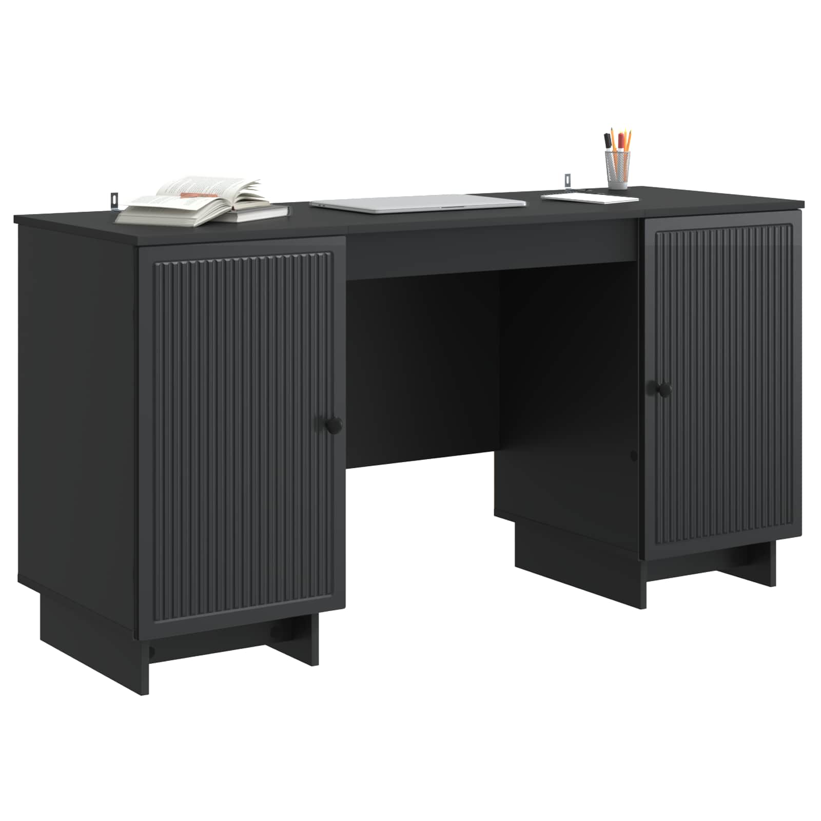 Scrivania Nero Legno ingegnerizzato 142,5 x 50 x 75 cm