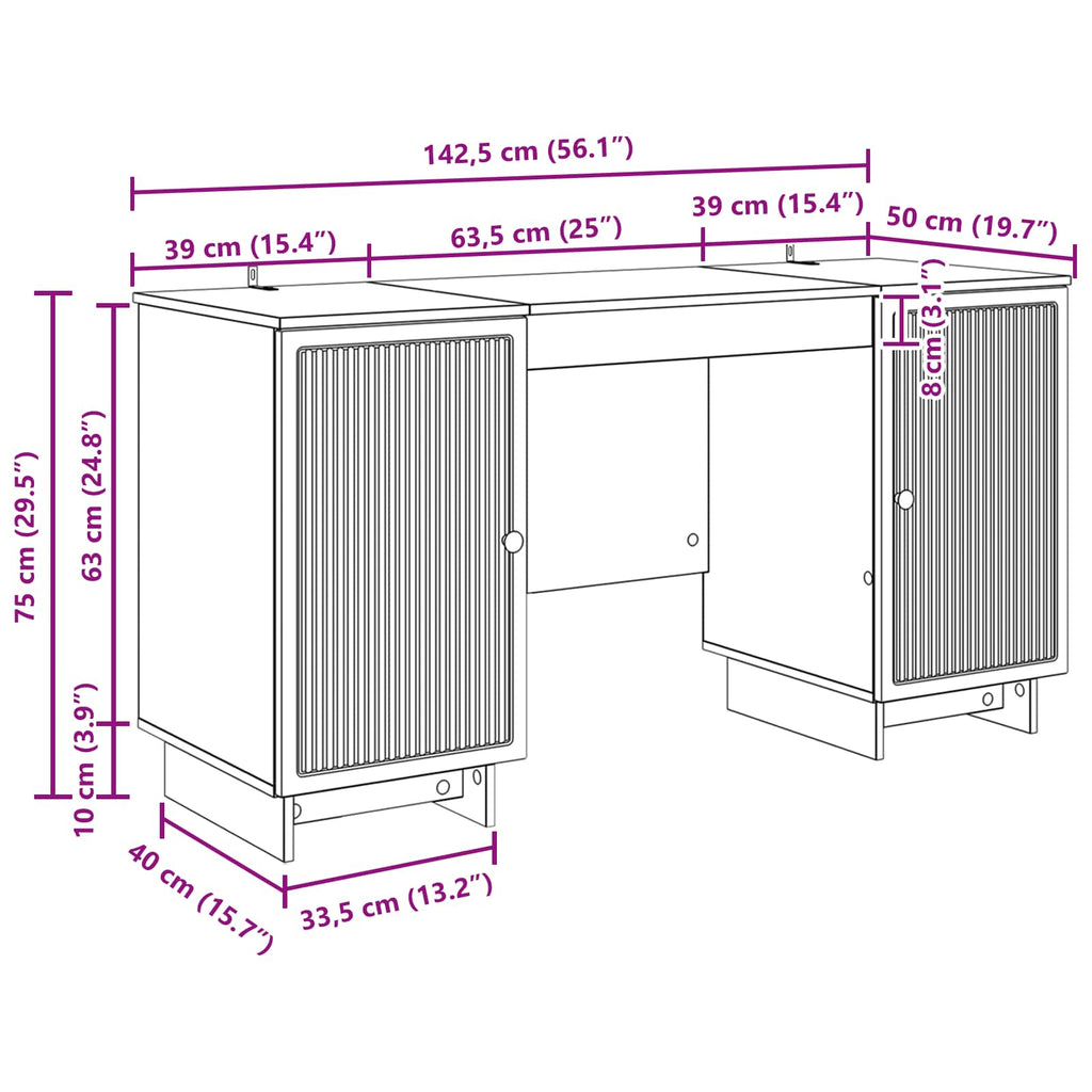 Scrivania Bianco Lucido Legno ingegnerizzato 142,5 x 50 x 75 cm