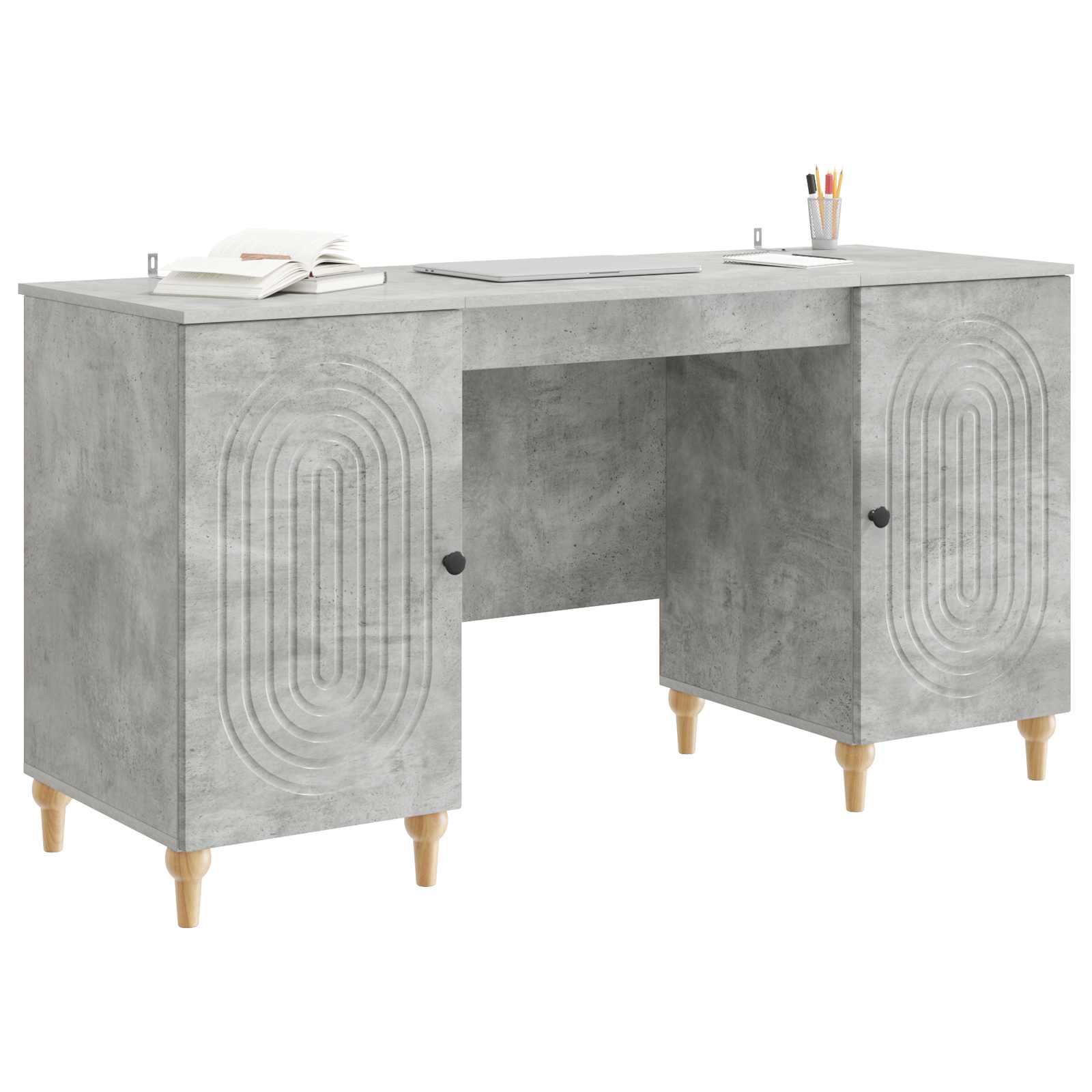 Scrivania con lo scaffale Grigio Cemento 142,5 x 50 x 75 cm